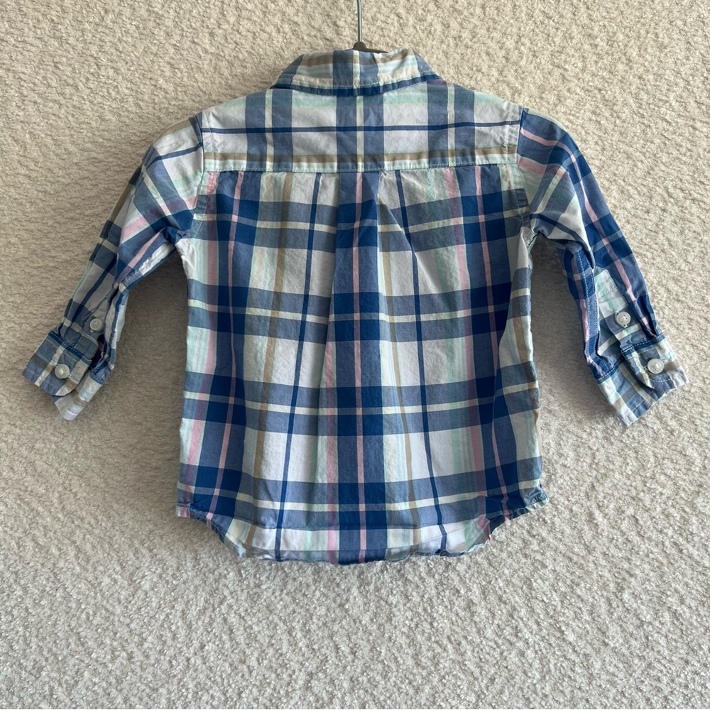 Janie And Jack Infant Button Down Dress Plaid Shirt Size 3-6 Months - Picture 3 of 8